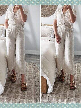 Stradivarius Linen Set (Cropped Top and Cropped Trousers)